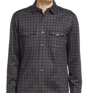 Johnson & Murphy Plaid Knit Button Up Shirt